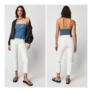 Levi's Women's Size 28 White Button Fly Wedgie Straight Leg Cropped Jeans